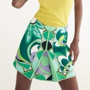 Mini poly print skirt
